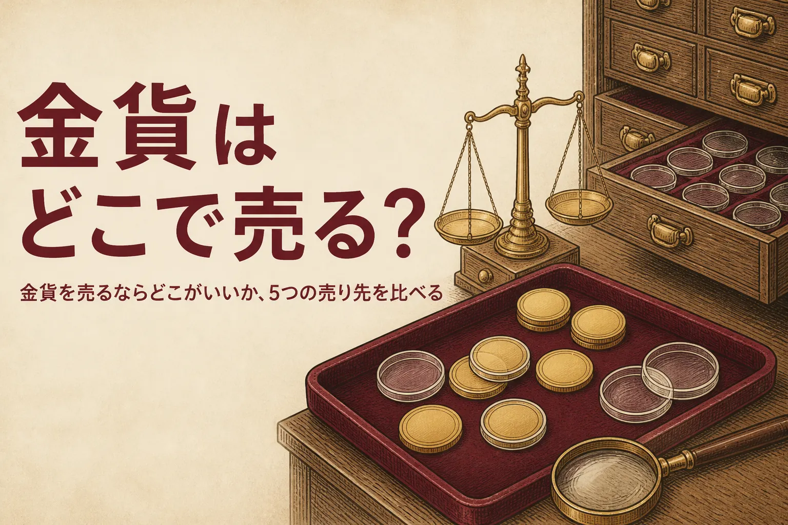 金貨を売る場所の違いを解説する記事のアイキャッチ