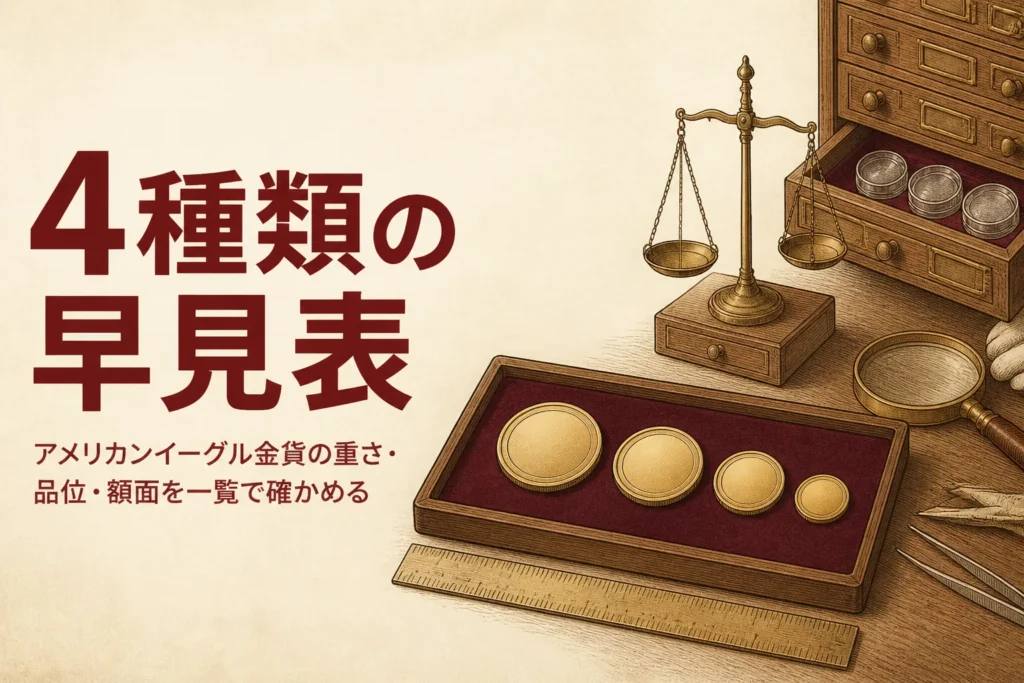 アメリカンイーグル金貨の種類を解説する記事のアイキャッチ