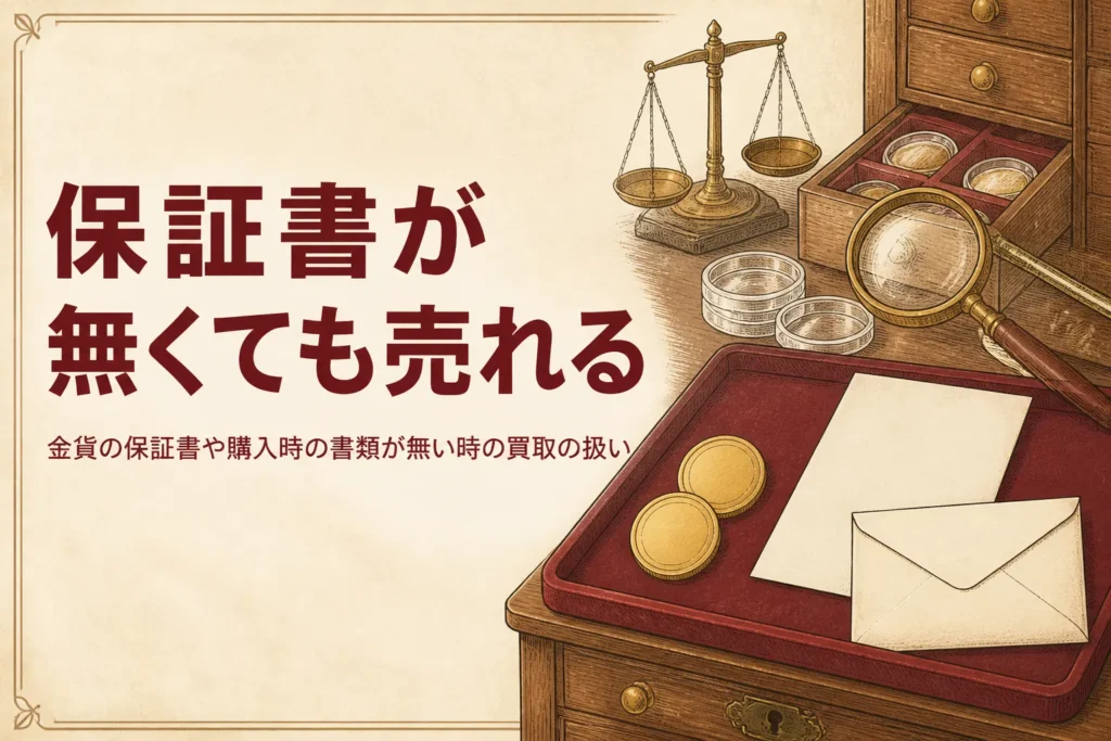 金貨の保証書が無い時の買取を解説する記事のアイキャッチ