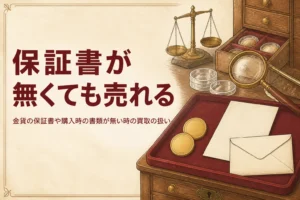 金貨の保証書が無い時の買取を解説する記事のアイキャッチ
