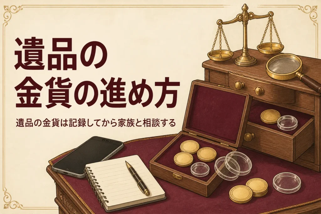 遺品から出てきた金貨の扱い方を表すアイキャッチ