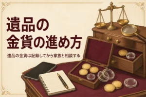 遺品から出てきた金貨の扱い方を表すアイキャッチ