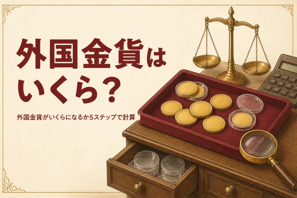 外国金貨がいくらになるかを計算するアイキャッチ