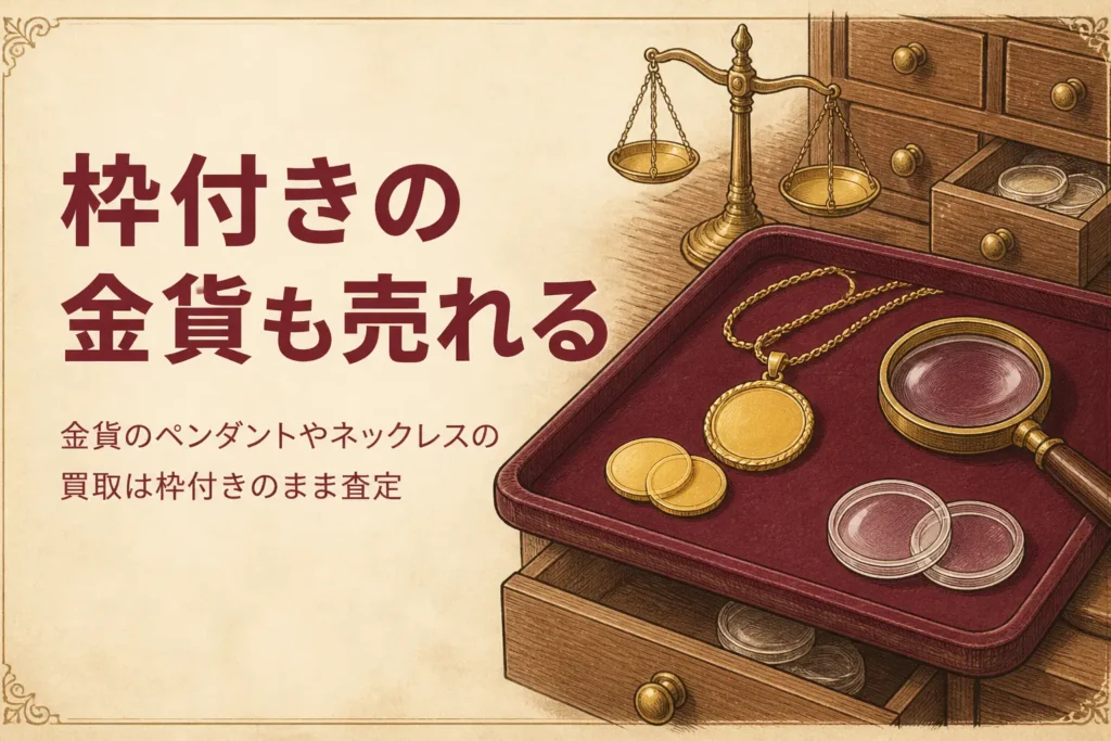 金貨のペンダントやネックレスの買取を解説する記事のアイキャッチ