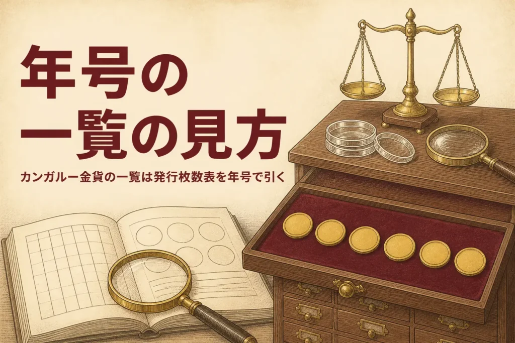 カンガルー金貨の一覧の見方を解説する記事のアイキャッチ