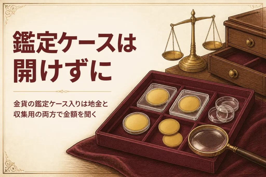 鑑定ケースに入った金貨の売り方を解説する記事のアイキャッチ