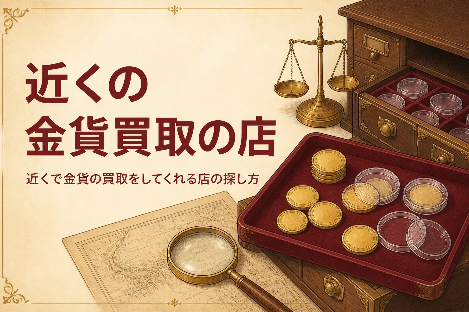近くで金貨を買い取る店の探し方を解説する記事のアイキャッチ
