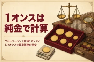 クルーガーランド金貨1オンスの買取価格を解説する記事のアイキャッチ