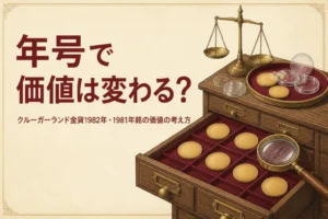 クルーガーランド金貨の年号と価値を解説する記事のアイキャッチ