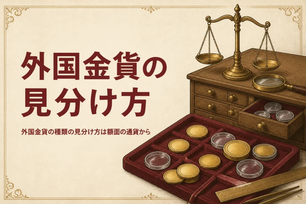 外国金貨の種類の見分け方を表すアイキャッチ