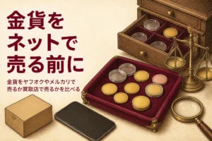 金貨をヤフオクやメルカリで売るかを比べる記事のアイキャッチ