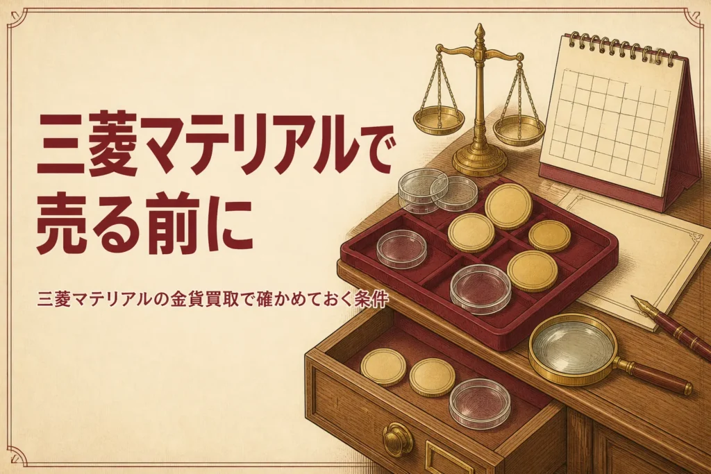 三菱マテリアルの金貨買取を解説する記事のアイキャッチ
