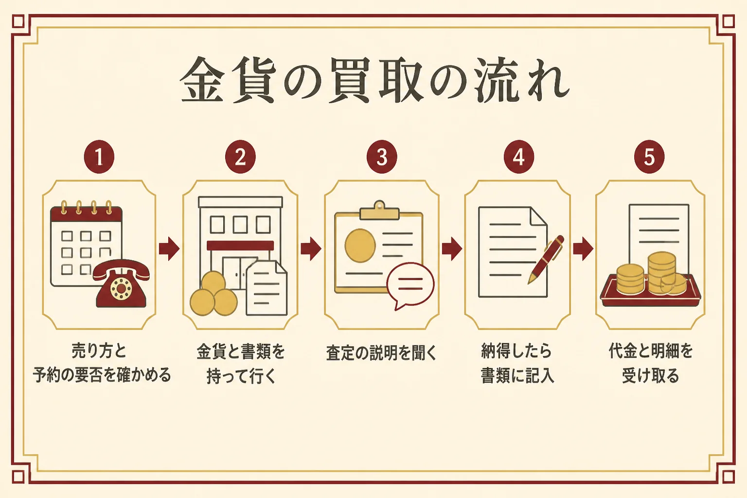 金貨の買取の流れの図解