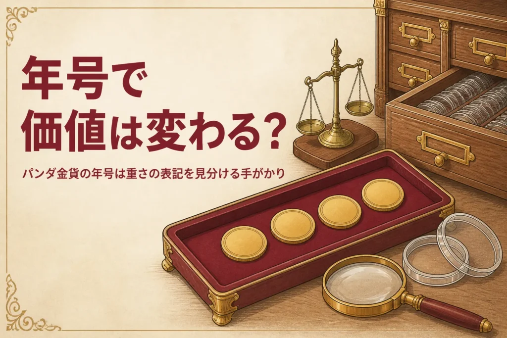 パンダ金貨の年号の見方を解説する記事のアイキャッチ