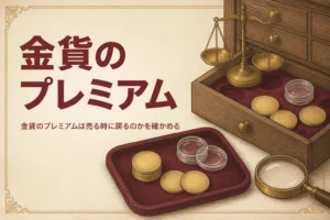 金貨のプレミアムを表すアイキャッチ