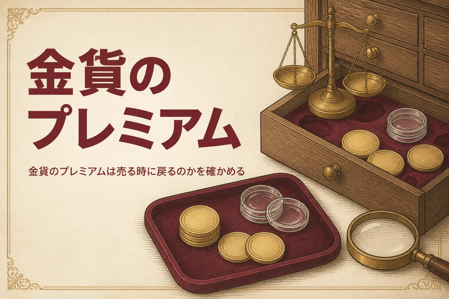金貨のプレミアムを表すアイキャッチ