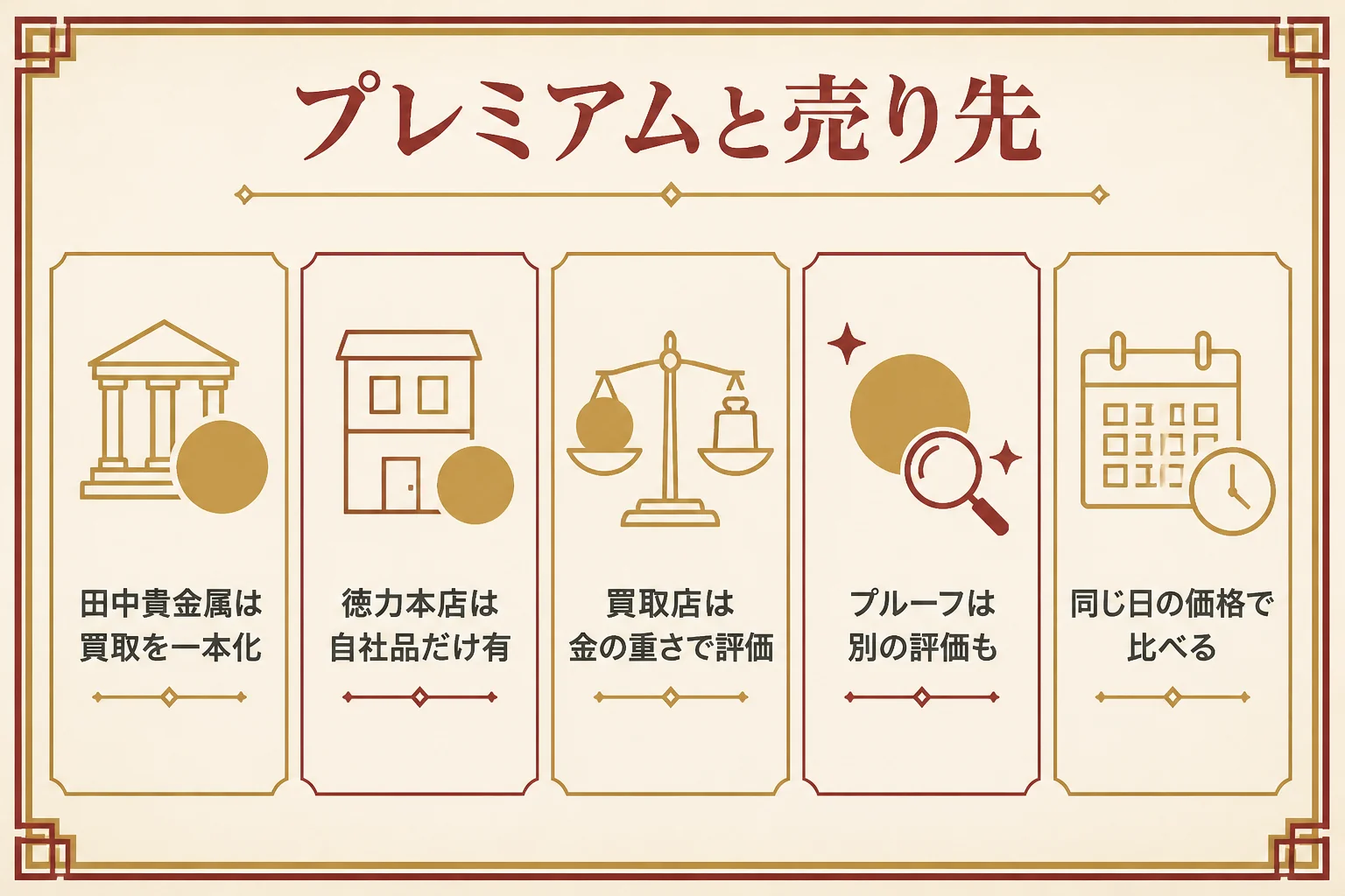 プレミアムを踏まえた売り先の選び方を示した図解