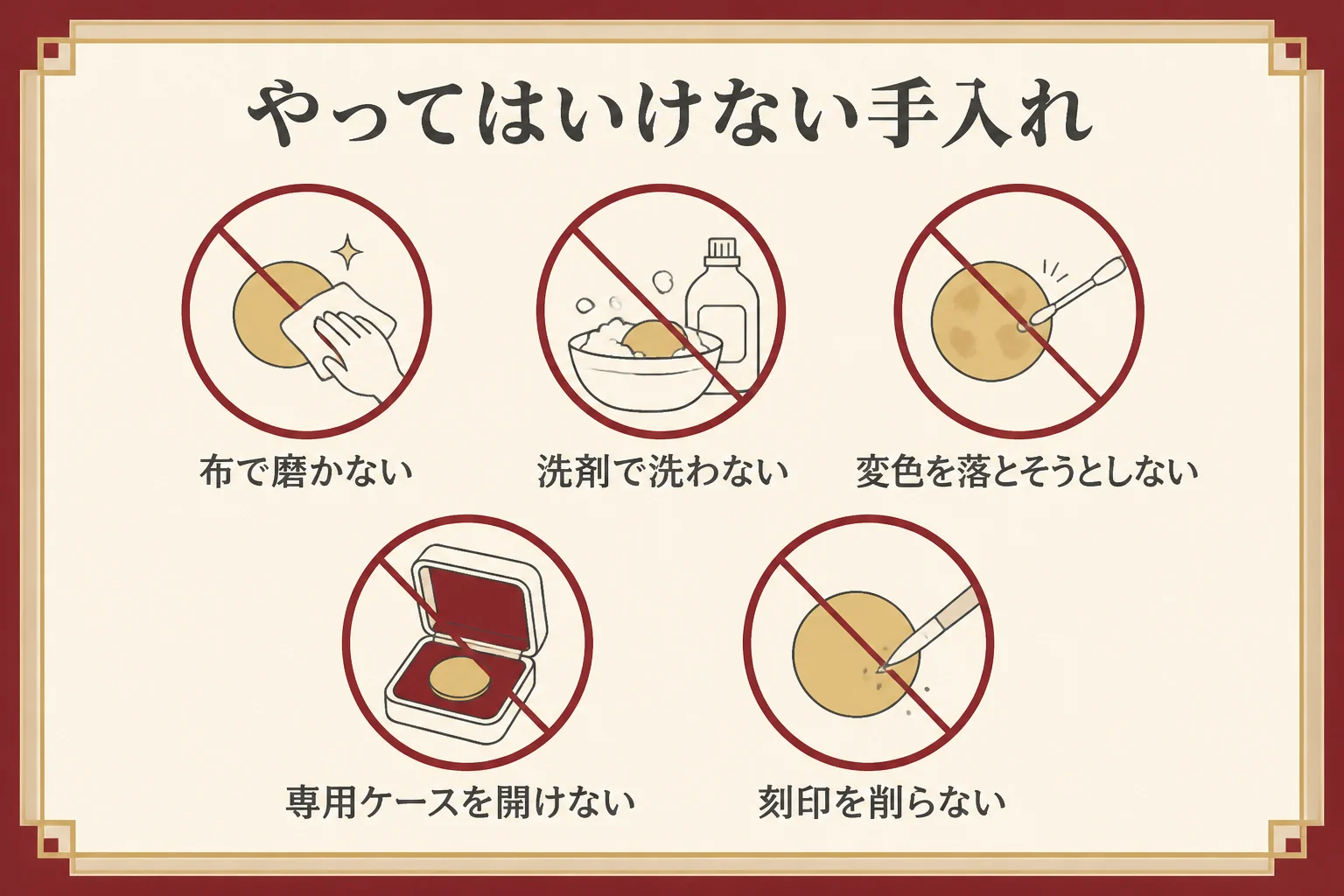 金貨を売る前にやってはいけない手入れをまとめた図
