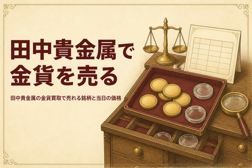 田中貴金属の金貨買取を解説する記事のアイキャッチ