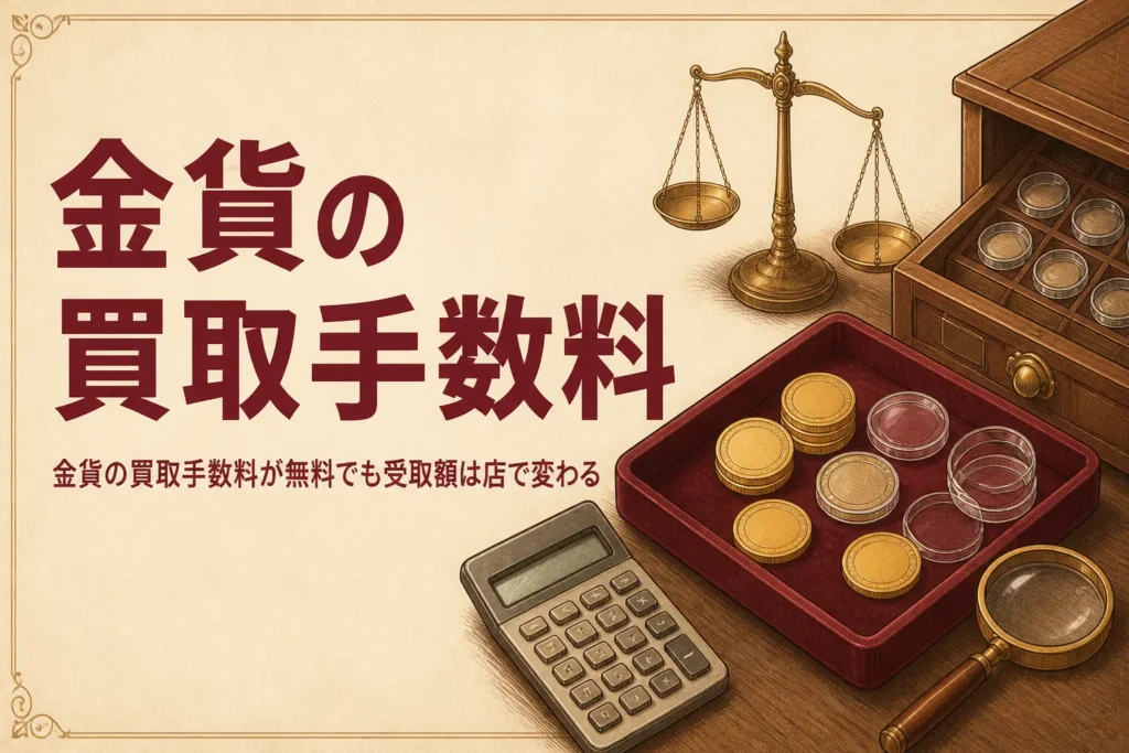 金貨の買取手数料と受取額の違いを表すアイキャッチ