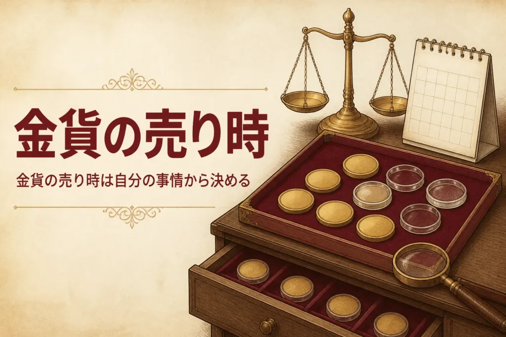 金貨の売り時を表すアイキャッチ