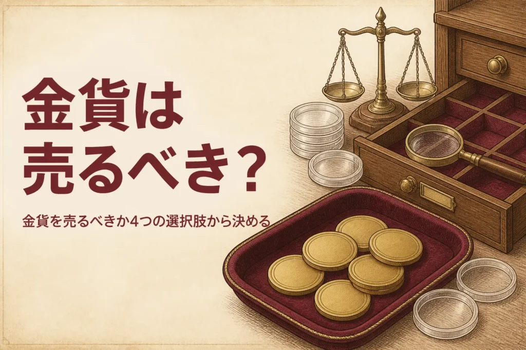 金貨を売るべきか持つべきかを表すアイキャッチ
