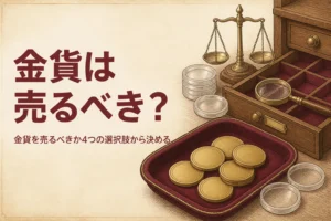 金貨を売るべきか持つべきかを表すアイキャッチ