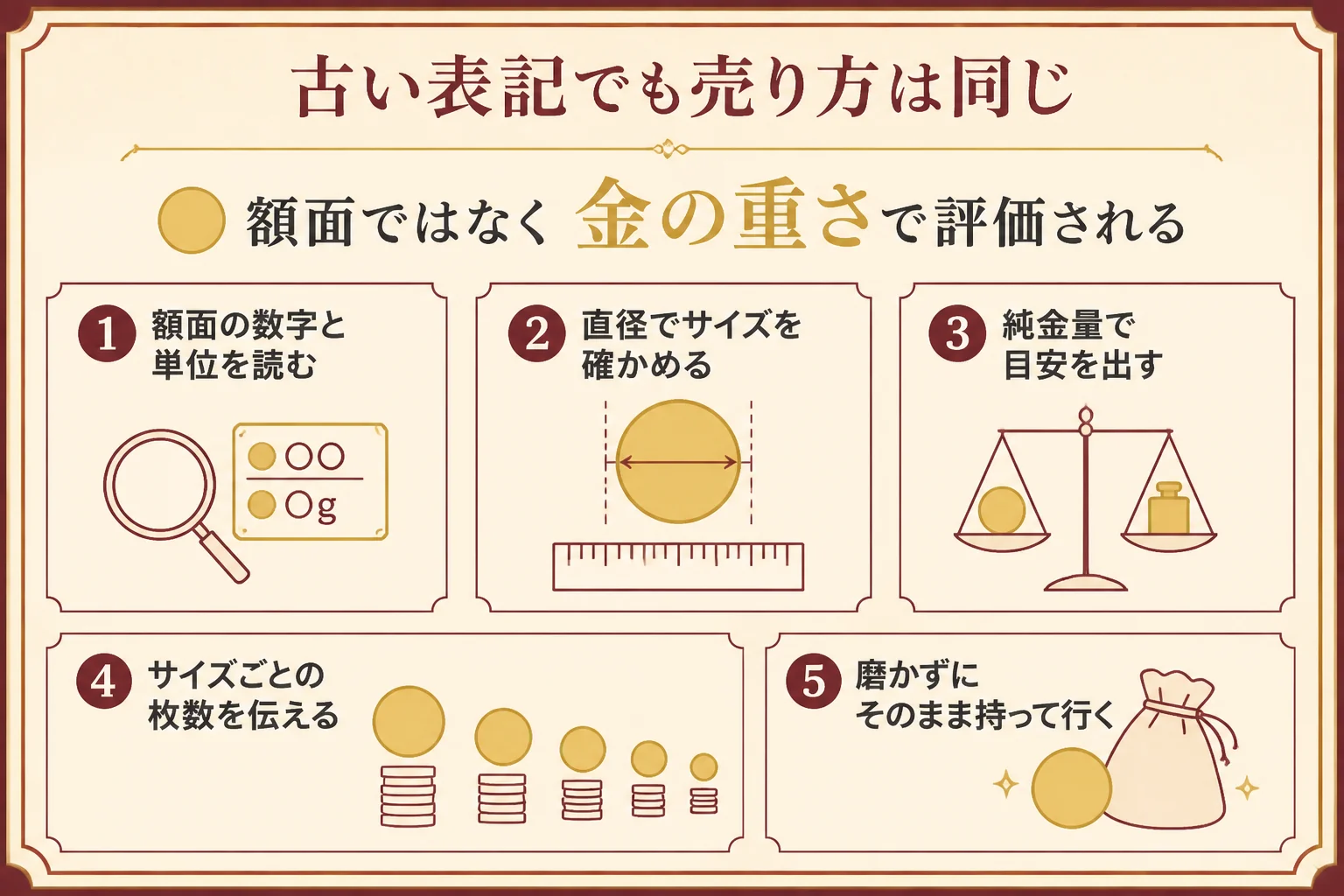 シリング表記のウィーン金貨を売る時の流れの図解