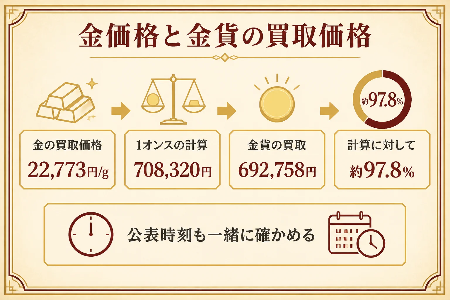 金の価格とウィーン金貨の買取価格の関係を示した図解
